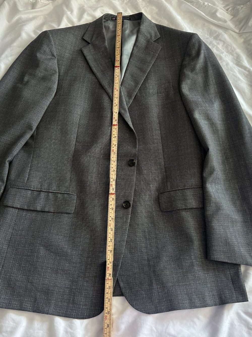 Vintage Hart Schaffner Marx Gray Micro Check 100% Wool Blazer Mens 46L USA - Picture 7 of 9